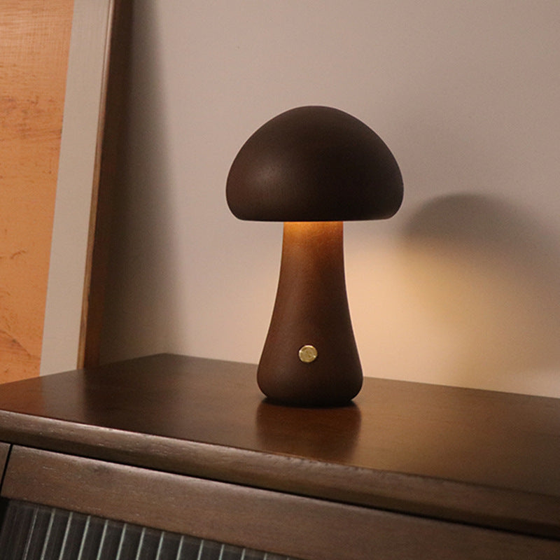 Wooden LED Mushroom Night Light